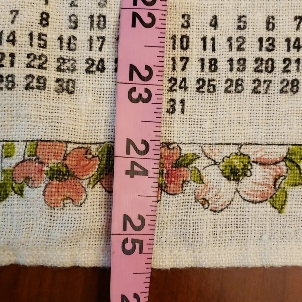 Vintage 78 linen Calendar Tea Towel bless this House Prayer Greens and Pinks